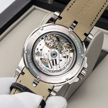 Cargar imagen en el visor de la galería, OBLVLO de lujo transparente hueco hombres esqueleto reloj automático Tourbillon mecánico de piel de becerro reloj de zafiro RM-E