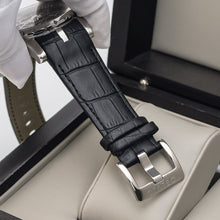 Cargar imagen en el visor de la galería, OBLVLO de lujo transparente hueco hombres esqueleto reloj automático Tourbillon mecánico de piel de becerro reloj de zafiro RM-E