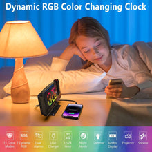 Cargar imagen en el visor de la galería, Nuevo Led Gran Pantalla Espejo Doble Despertador Cambio Rgb Gradual Reloj Electrónico Reloj Mesa Proyección Decoración