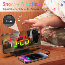 Cargar imagen en el visor de la galería, Nuevo Led Gran Pantalla Espejo Doble Despertador Cambio Rgb Gradual Reloj Electrónico Reloj Mesa Proyección Decoración