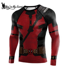 Charger l&#39;image dans la galerie, Disfraz de superhéroe para entrenamiento de manga larga, camiseta de compresión para cosplay de Deadpool y Wolverine, camiseta de fitness para gimnasio para hombre
