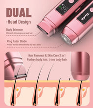 Cargar imagen en el visor de la galería, 2-in-1 women Electric Epilator,IPX7 waterproof, dual head  electric shaver Women Bikini Trimmer Body Hair Remover With gift box
