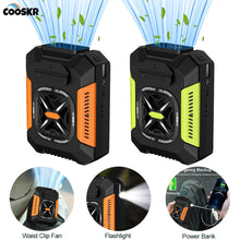 Cargar imagen en el visor de la galería, Mini Ventilador Portátil de Cintura 3 en 1 Premium – 5000mAh, Linterna LED y Power Bank
