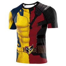 Charger l&#39;image dans la galerie, Disfraz de superhéroe para entrenamiento de manga larga, camiseta de compresión para cosplay de Deadpool y Wolverine, camiseta de fitness para gimnasio para hombre
