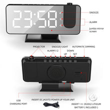 Charger l&#39;image dans la galerie, f7.4 Inch Led Digital Projector Snooze Clock Acrylic Mirror Double Alarm Clocks Projection
