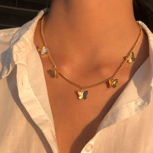 Cargar imagen en el visor de la galería, Vintage Multilayer Pendant Butterfly Necklace for Women Butterflies Moon Star Charm Choker Necklaces Boho Fashion  Jewelry Gift
