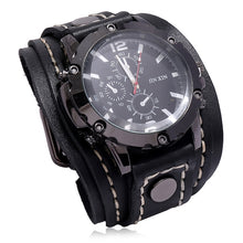 Charger l&#39;image dans la galerie, Mens Quartz Watches Jessingshow Luxury Wristwatch 2022 Cowhide Watchband Punk Style Watch for Men Wide Genuine Leather Bracelets
