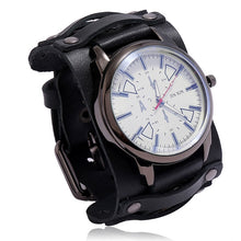 Charger l&#39;image dans la galerie, Mens Quartz Watches Jessingshow Luxury Wristwatch 2022 Cowhide Watchband Punk Style Watch for Men Wide Genuine Leather Bracelets
