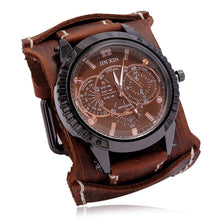 Charger l&#39;image dans la galerie, Mens Quartz Watches Jessingshow Luxury Wristwatch 2022 Cowhide Watchband Punk Style Watch for Men Wide Genuine Leather Bracelets
