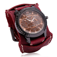Charger l&#39;image dans la galerie, Mens Quartz Watches Jessingshow Luxury Wristwatch 2022 Cowhide Watchband Punk Style Watch for Men Wide Genuine Leather Bracelets
