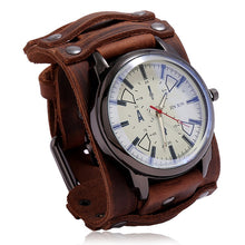 Charger l&#39;image dans la galerie, Mens Quartz Watches Jessingshow Luxury Wristwatch 2022 Cowhide Watchband Punk Style Watch for Men Wide Genuine Leather Bracelets
