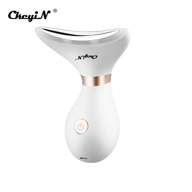 CkeyiN Face Massager LED Photon Therapy Heat Vibration Anti Wrinkles Facial Neck Lifting Skin Tightening Reduce Double Chin 48