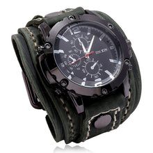 Charger l&#39;image dans la galerie, Mens Quartz Watches Jessingshow Luxury Wristwatch 2022 Cowhide Watchband Punk Style Watch for Men Wide Genuine Leather Bracelets
