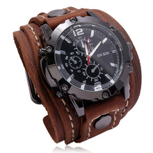 Charger l&#39;image dans la galerie, Mens Quartz Watches Jessingshow Luxury Wristwatch 2022 Cowhide Watchband Punk Style Watch for Men Wide Genuine Leather Bracelets
