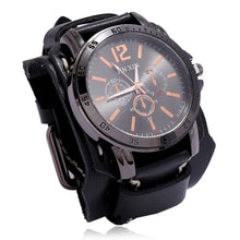 Charger l&#39;image dans la galerie, Mens Quartz Watches Jessingshow Luxury Wristwatch 2022 Cowhide Watchband Punk Style Watch for Men Wide Genuine Leather Bracelets
