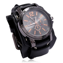 Cargar imagen en el visor de la galería, Mens Quartz Watches Jessingshow Luxury Wristwatch 2022 Cowhide Watchband Punk Style Watch for Men Wide Genuine Leather Bracelets
