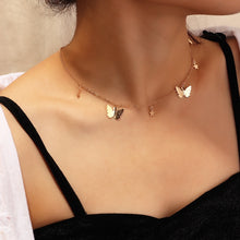 Cargar imagen en el visor de la galería, Vintage Multilayer Pendant Butterfly Necklace for Women Butterflies Moon Star Charm Choker Necklaces Boho Fashion  Jewelry Gift
