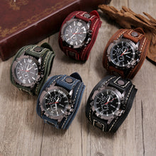 Charger l&#39;image dans la galerie, Mens Quartz Watches Jessingshow Luxury Wristwatch 2022 Cowhide Watchband Punk Style Watch for Men Wide Genuine Leather Bracelets
