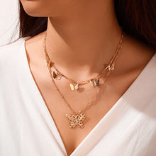 Cargar imagen en el visor de la galería, Vintage Multilayer Pendant Butterfly Necklace for Women Butterflies Moon Star Charm Choker Necklaces Boho Fashion  Jewelry Gift
