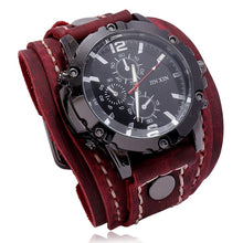Charger l&#39;image dans la galerie, Mens Quartz Watches Jessingshow Luxury Wristwatch 2022 Cowhide Watchband Punk Style Watch for Men Wide Genuine Leather Bracelets
