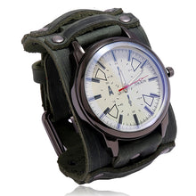Charger l&#39;image dans la galerie, Mens Quartz Watches Jessingshow Luxury Wristwatch 2022 Cowhide Watchband Punk Style Watch for Men Wide Genuine Leather Bracelets
