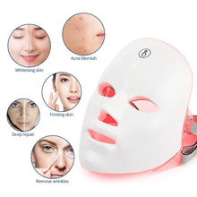 Cargar imagen en el visor de la galería, USB Charge 7Colors LED Facial Mask Photon Therapy Skin Rejuvenation Anti Acne Wrinkle Removal Skin Care Mask Skin Brightening
